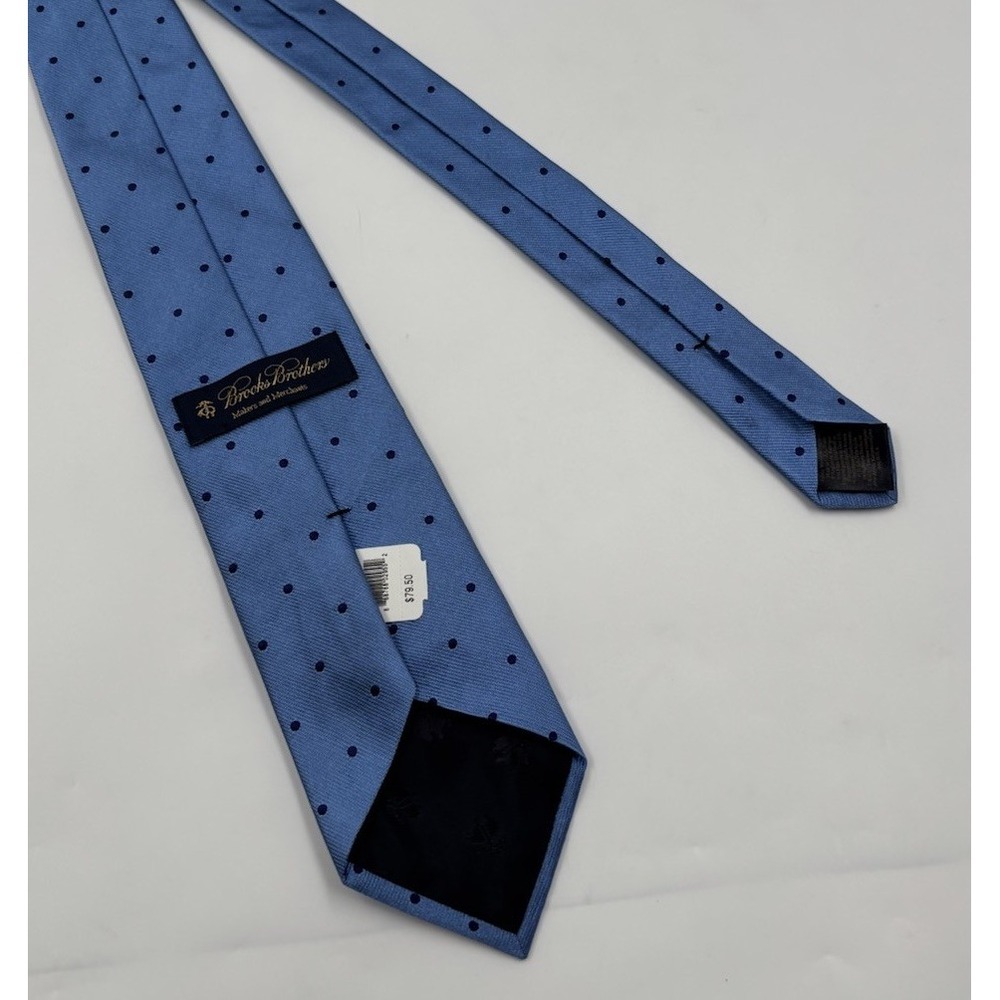 NWT Brooks Brothers Men's 56" Blue Polka Dot Silk Tie - Picture 5 of 6